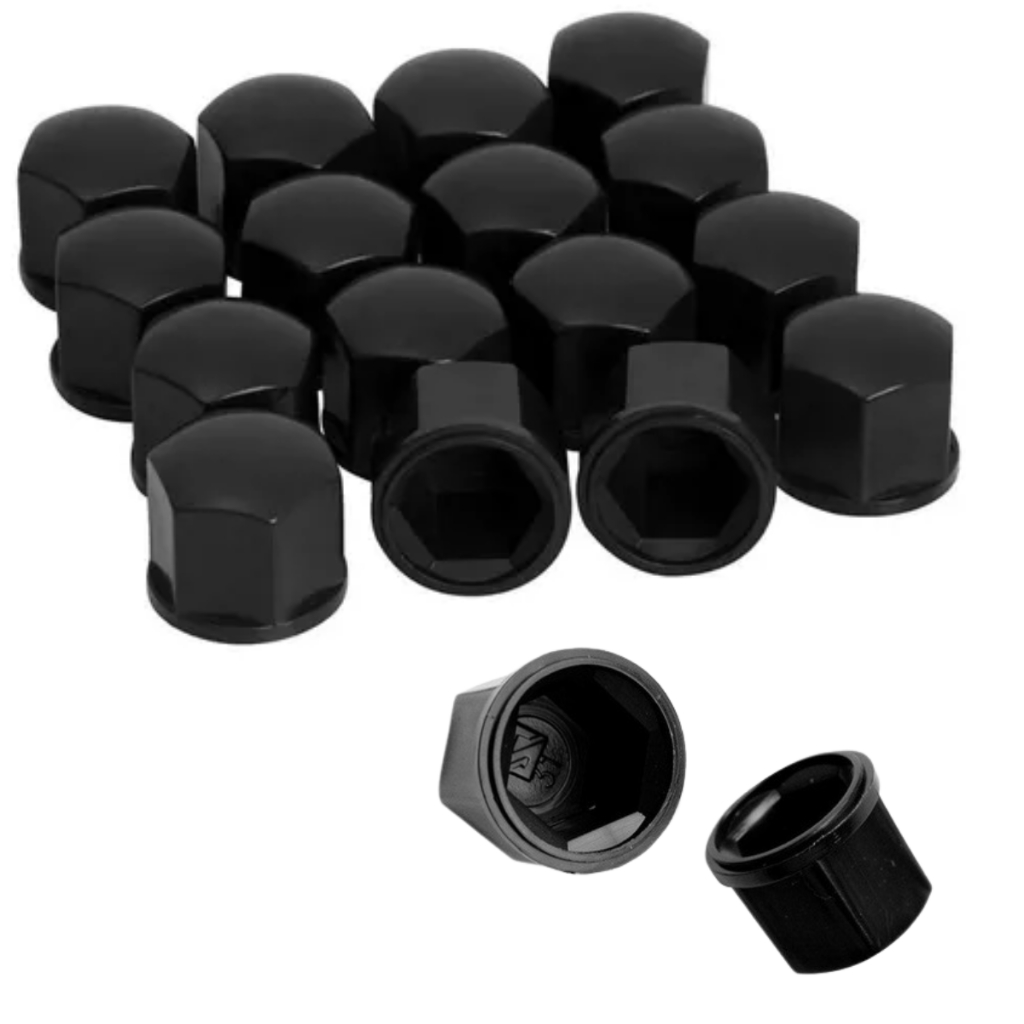 Capa Tampa Parafusos Gol Golf Corsa Celta Roda Preto 16 Peças 17mm