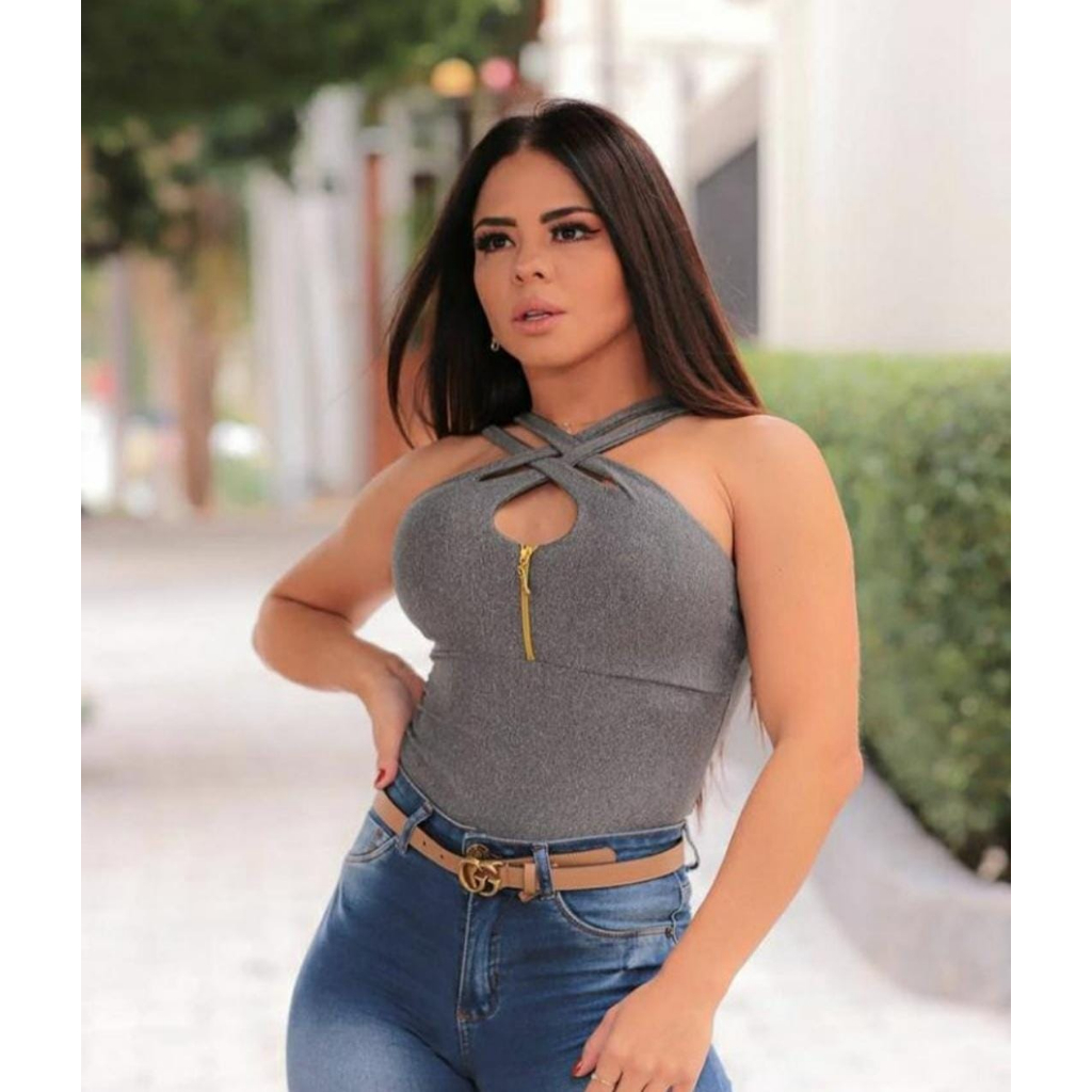 BLUSA LINDA DE ZIPER COM BOJO FEMININA