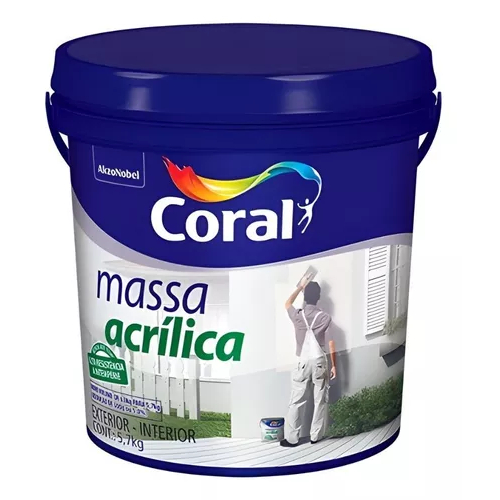Massa Acrílica Coral 5,7kg Paredes Externas e Internas Cor Branca em Oferta na Shopee