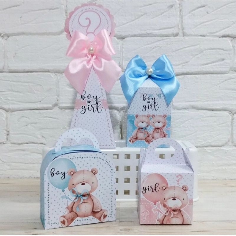 KIT festa CHÁ REVELAÇÃO (PEGUE E MONTE) Lembrancinha - aniversario - caixinhas personalizadas - festa infantil