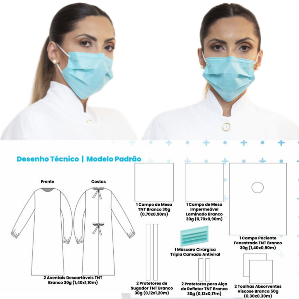 Kit Cirúrgico Estéril Paramentação Odonto 12 Peças Gramatura 30 em Oferta na Shopee