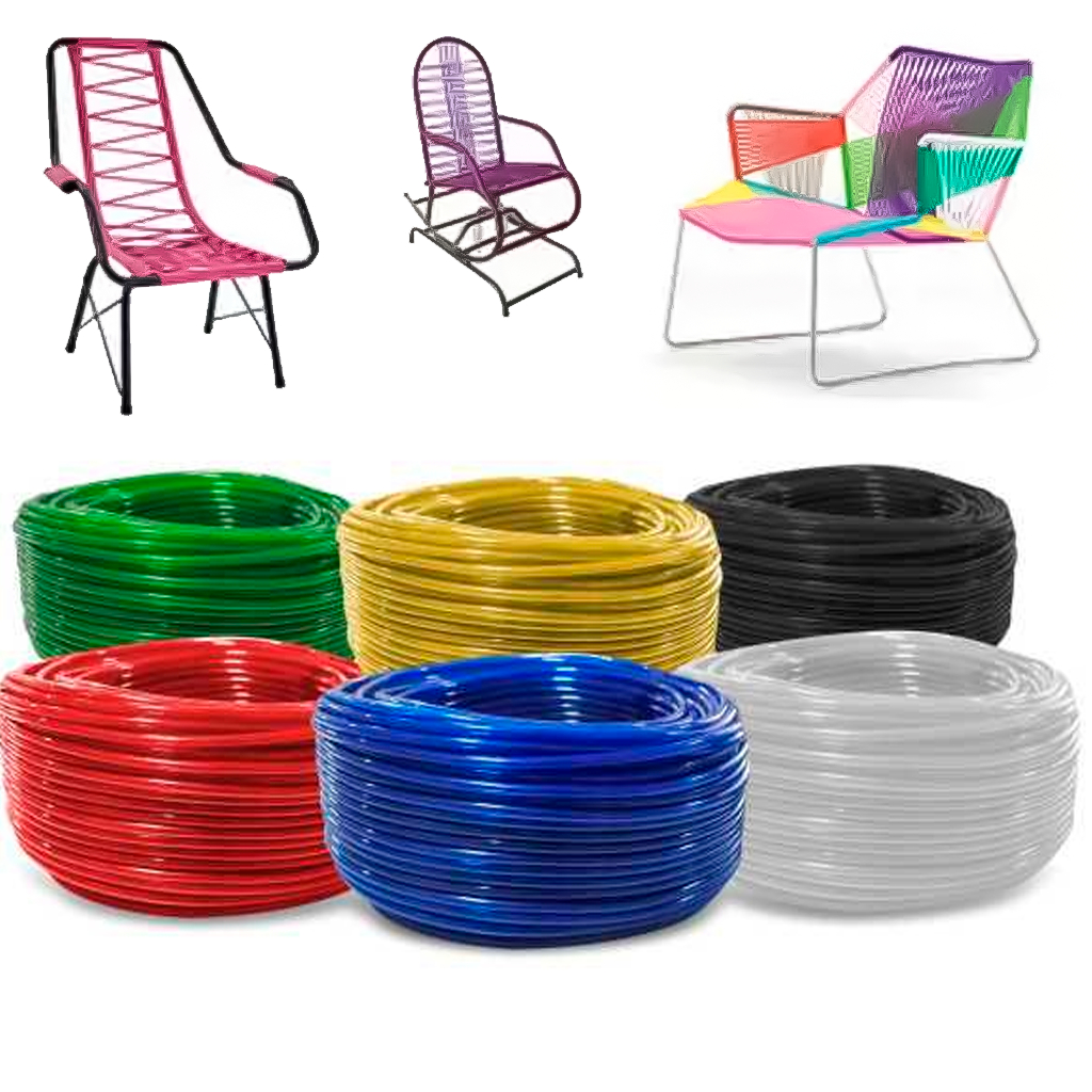 Rolo Espaguete Pvc Fio Plástico Cordão Liso Enrolar Cadeira Kit 2kg 100m Colorido em Oferta na Shopee