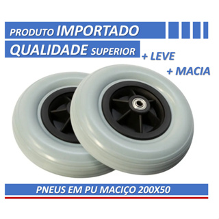 Roda Dianteira Pneu Maciço 200x50 Aro 8 Cadeira De Rodas Manual Motorizada Elétrica - Par em Oferta na Shopee