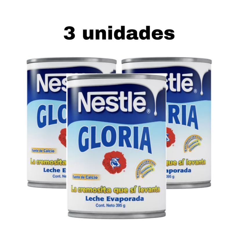Leche Evaporada Glória 400g 3 unidades