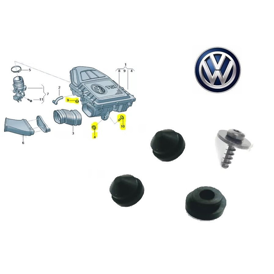 Parafuso E Buchas Caixa Filtro Do Ar Tsi Up, Polo, Virtus, Golf, Jetta, Tcross
