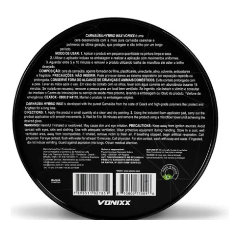 Cera carnauba hybrid wax 240ml Vonixx — imagem 2 de 2