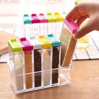 Porta Condimento Tempero Organizador C/6 Potes Acrílico