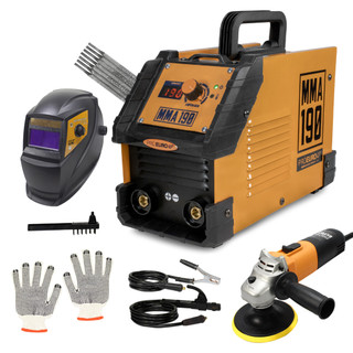 Kit Máquina Solda Inversora 190a 220v + Esmerilhadeira + Máscara e Mais! em Oferta na Shopee