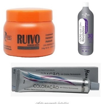 Kit Ruivo Cobre 1 Coloração 8.44 + 1 Matizador 250g  + 1 Ox 30 vol  Mairibel