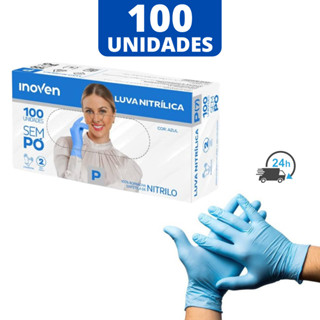 Luva Nitrilica Descartável Azul Procedimento Sem Pó C/100 Und. Medix Nitrilo