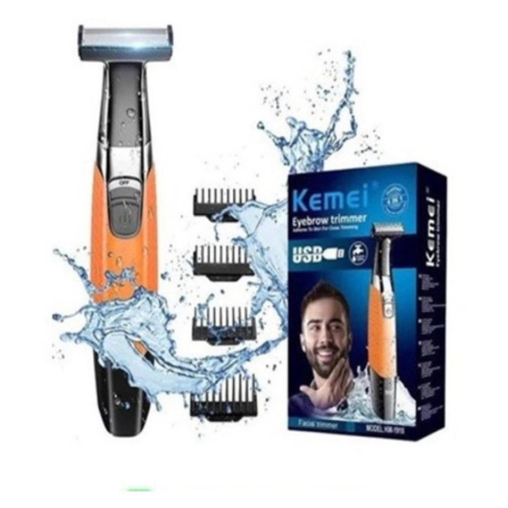 Barbeador Aparador De Pelos E Pezinho Elétrico A Prova D'água - Sem Fio Recarregável Kemei Km1910