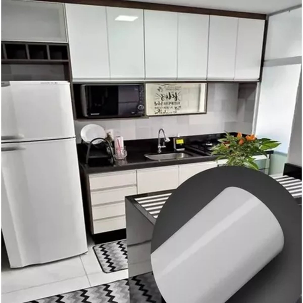 Papel Adesivo Para Móveis 5 Metros Branco Fosco Lavável BRANCO ROSA PRETO CINZA