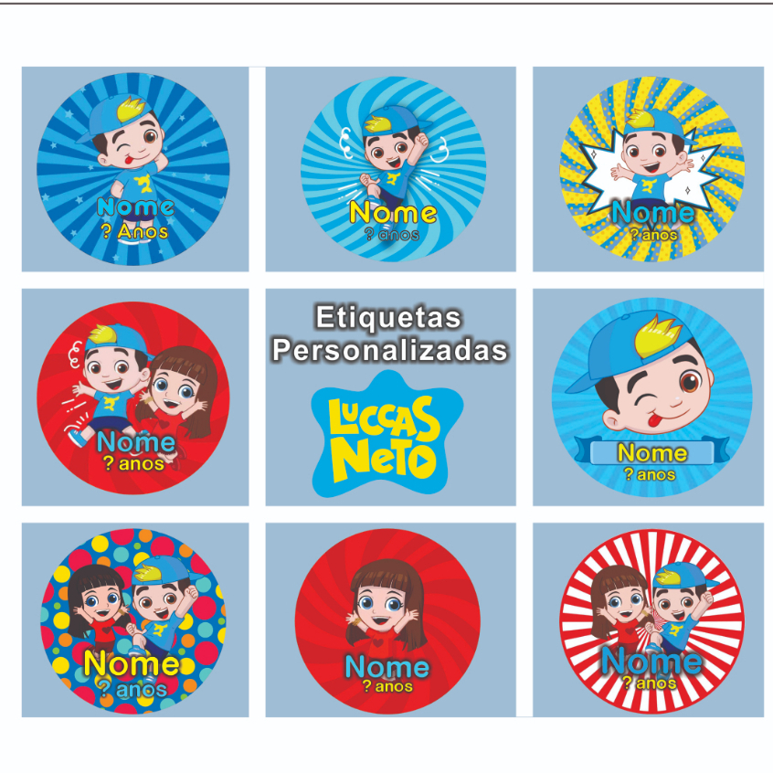 Etiqueta Adesiva Personalizada Luccas Neto Para Lembrancinhas e Aniversário 4x4cm 60 ou 120 Unidades