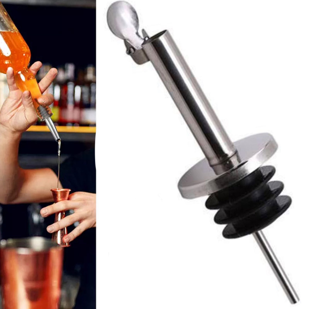 Bico Dosador Inox c/ Tampa Garrafa Azeite Vinagre Vodka Vinho