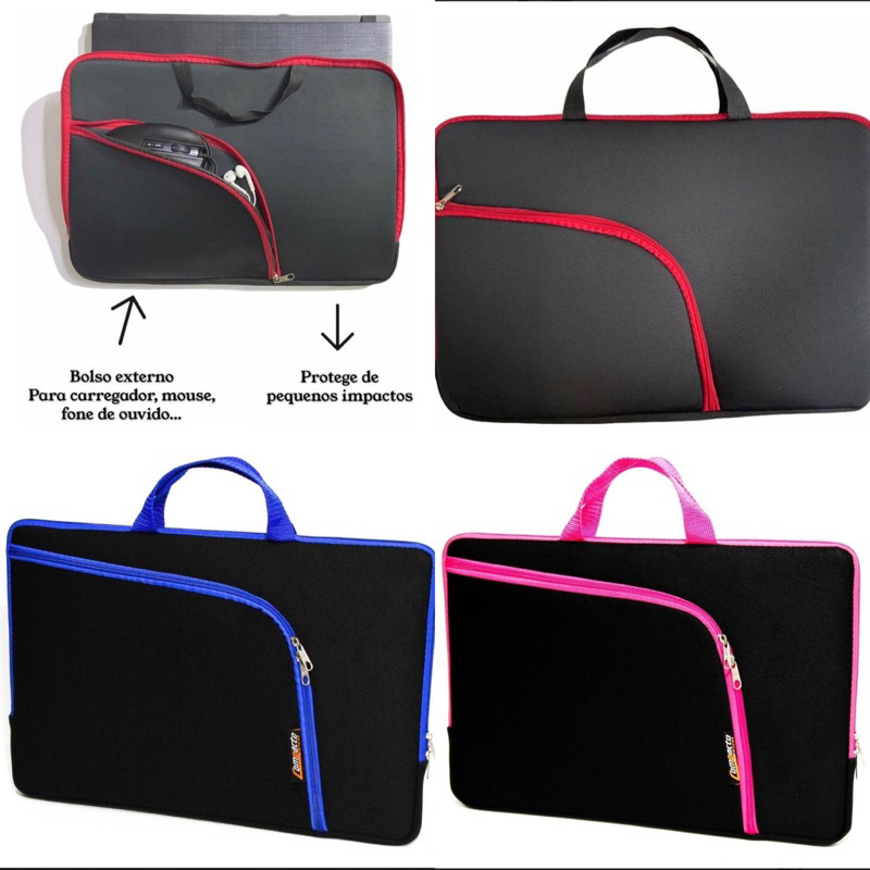 Capa Para Notebook luva Prime 15.6 e 14 Polegadas Com Bolso E Alça De Mão em Oferta na Shopee