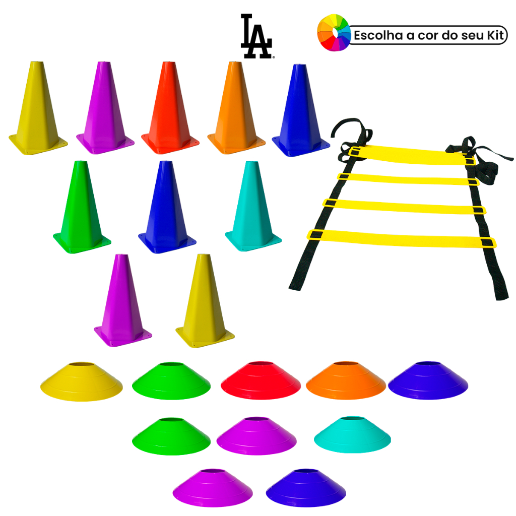 Kit 10 Chapéus + 10 Cones e Escada Para Treino Funcional