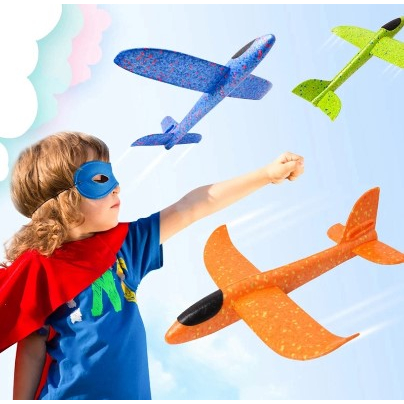 Avião De Brinquedo Infantil Planador Isopor Flexível com Led Dia das Crianças Tamanho Grande