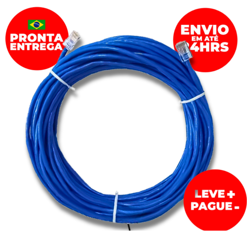 Cabo de Rede Metros Azul Internet Rj45 Lan Cat5 Flexível Utp Patch Cord Montado