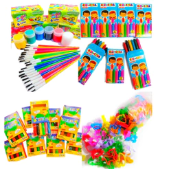 Kit 10 (Tinta Guache+Massinha+Giz+Colorir+Pincel)+ 30 Cortador Lembrancinha Festa Aniversario Prenda