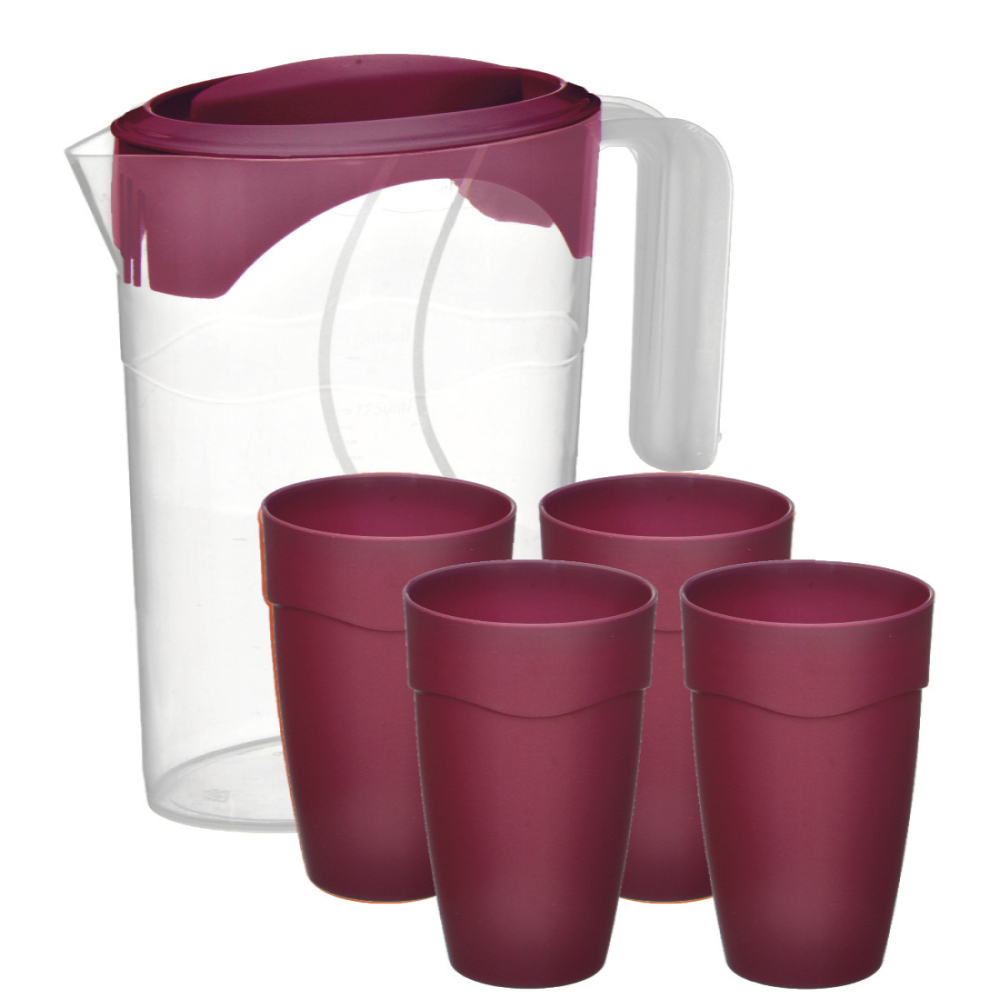 Conjunto  c/ 1 un. Jarra Fresh 2 l + 04 un. Copos 470 ml