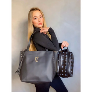 Kit Bolsa Feminina 2 em 1 - Bolsa Sacola Saco e Necessaire Multifuncional Organizadora de Maquiagem