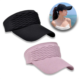 Kit Com 2 Viseira Feminina Turbante Respirável Proteção Solar Caminha Esportiva Aba Longa Praia Moda Verão Uv50 Boné Chápeu