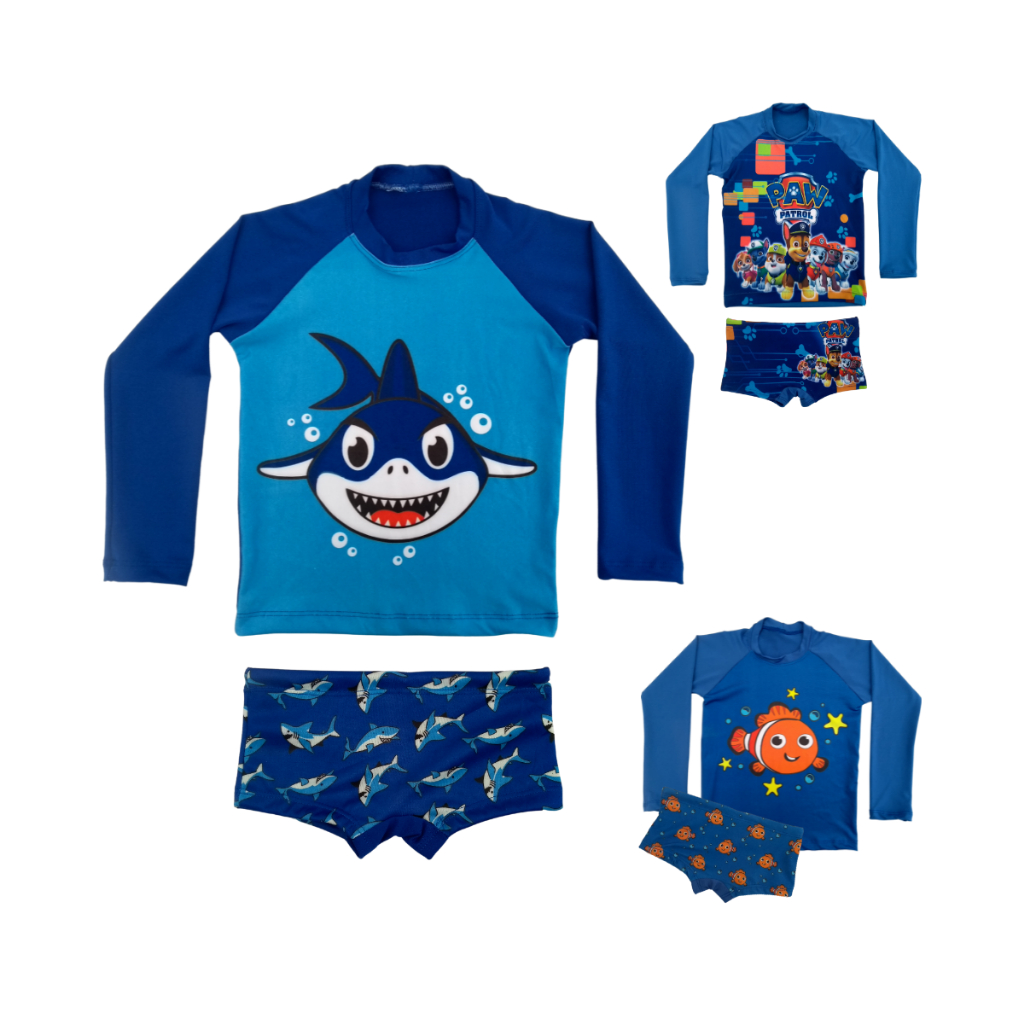 Conjunto Praia Camiseta UV e Sunga infantil Criança Verão