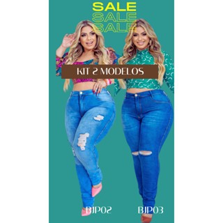 Calça Feminino Jeans Kit Com 2 Peças Modelo PlusSize Premier