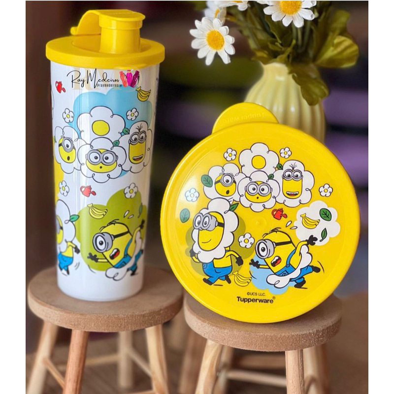 kit copo 470 Ml com potinho minions Tupperware