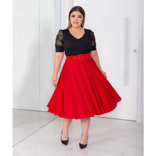 Saia Midi Evangélica Moda Comportada Com Cinto