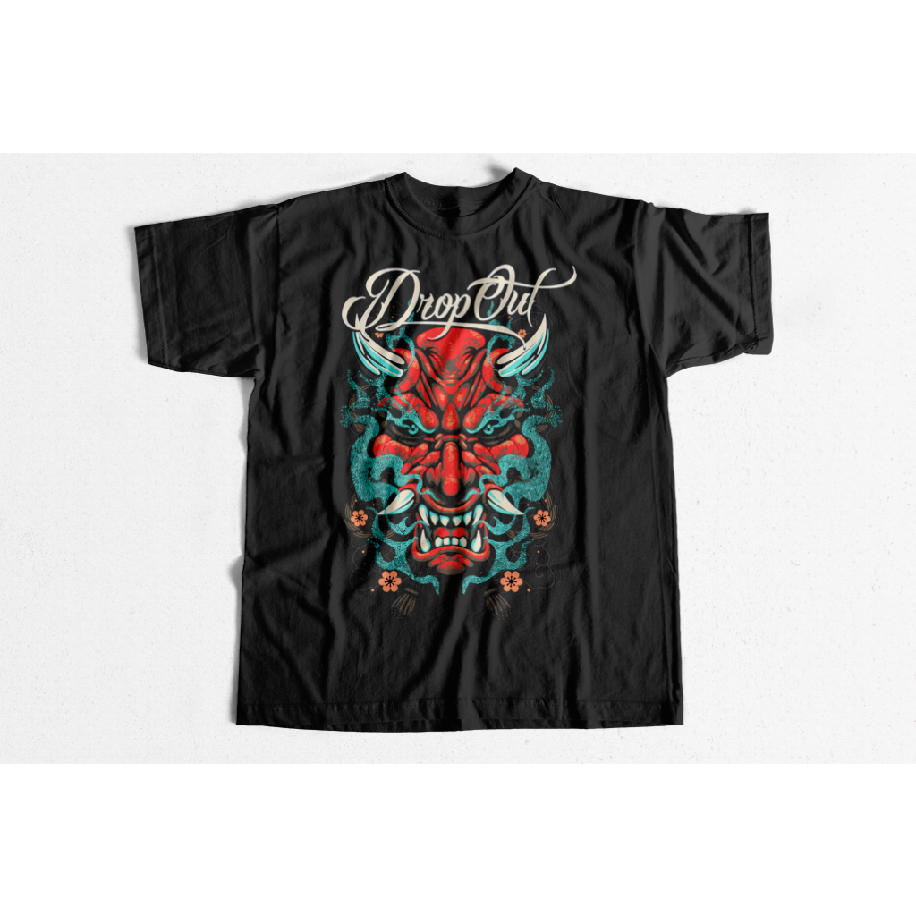 Lançamento Camisa Preta Oni Vermelho Face Demon Japonês  Camiseta Unissex Camisa   Lançamento Camiseta