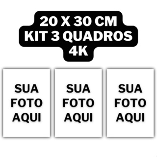 Kit com 3 Quadros decorativos personalizados com sua foto em Oferta na Shopee