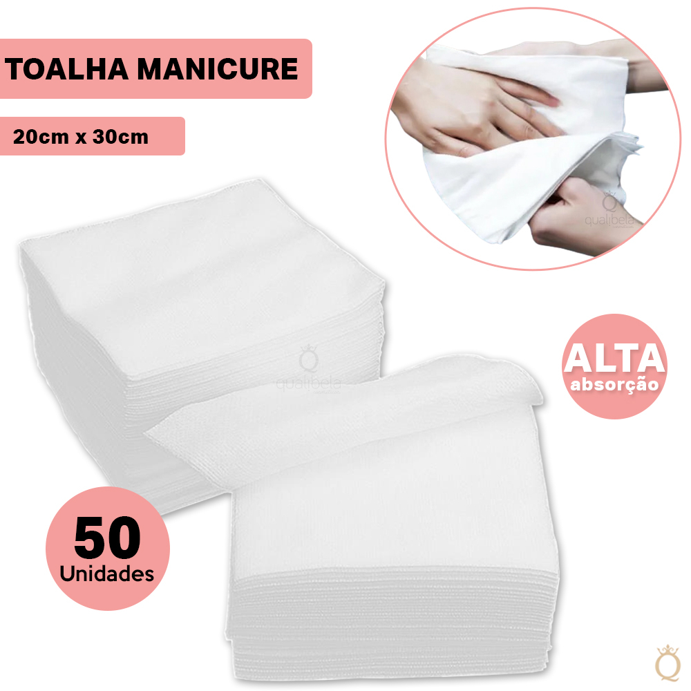 Toalha Descartável Manicure Alta Absorção 20x30cm - 50 Unidades