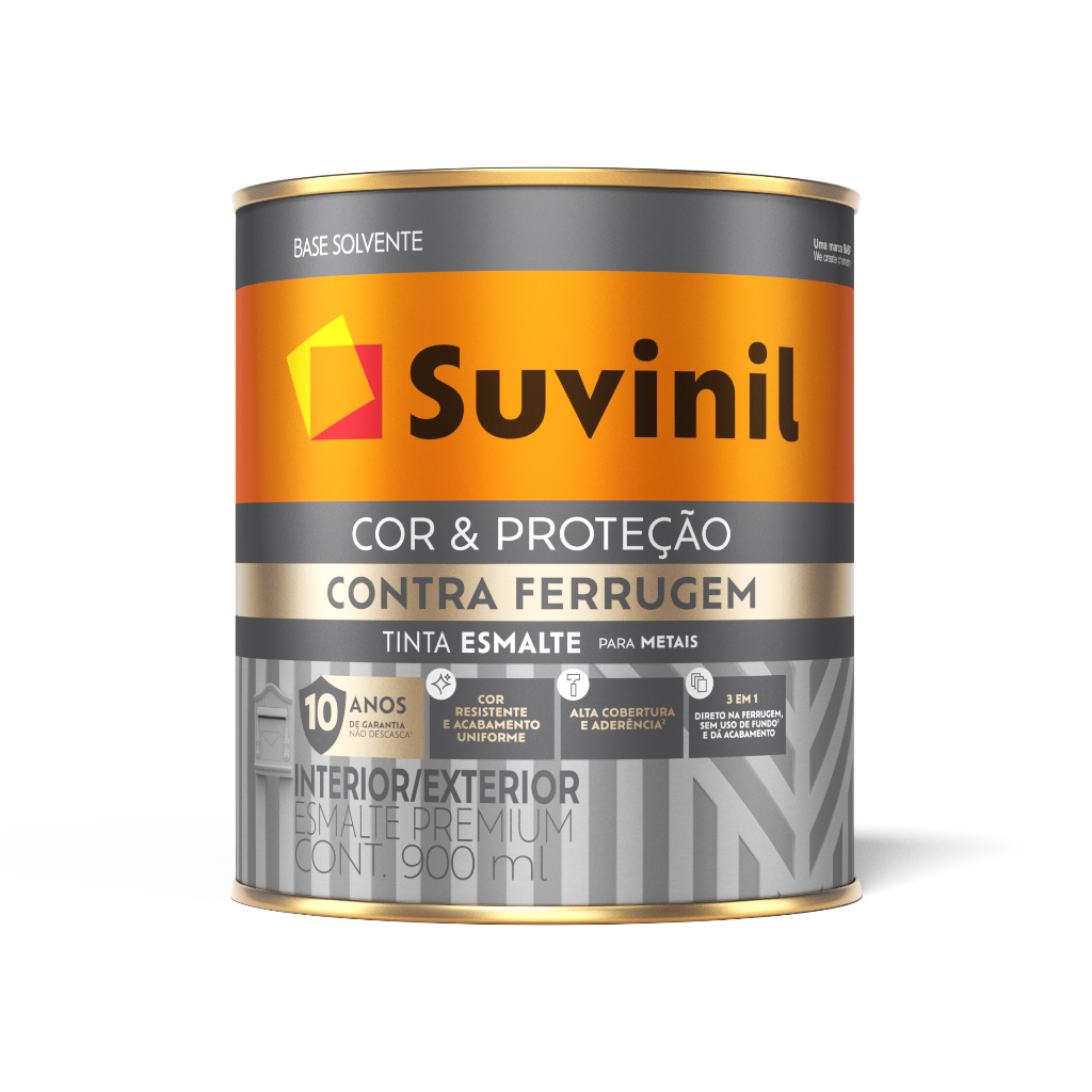 Tinta Esmalte Contra Ferrugem 3 Em 1 Para Metais 900ml Suvinil - Home & Living