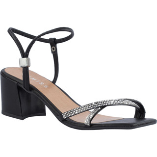 Sandália Feminina Salto Baixo Grosso Confortável Tiras Strass Brilho Cristal Moda Saltinho Comfort Macia Ajustável