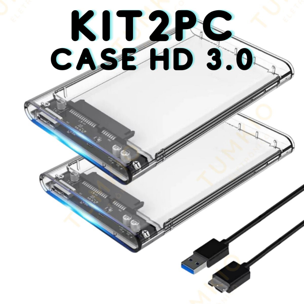 Kit 2pc Case Hd Externo 2.5 Notebook Usb 3.0 Ps4 Xbox One Pc 6gbps