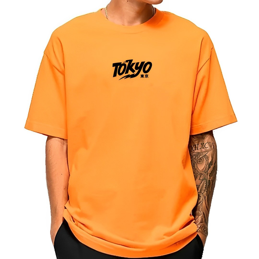 Camisa Camiseta Blusa Streetwear Penteada Fio 30.1 estampada Tokyo Laranja y2k modelo Premium