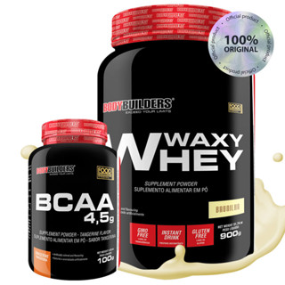 Kit Whey Protein Waxy Whey Pote 900g + BCAA 4.5 100g - Suplementos Para Ganho de Massa Muscular e Potencialização no Treino de Musculação na Academia - Bodybuilders