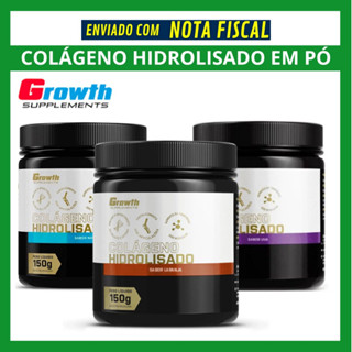 Colágeno Hidrolisado 150g Growth Supplements - Sabores Uva Laranja Natural em Oferta na Shopee
