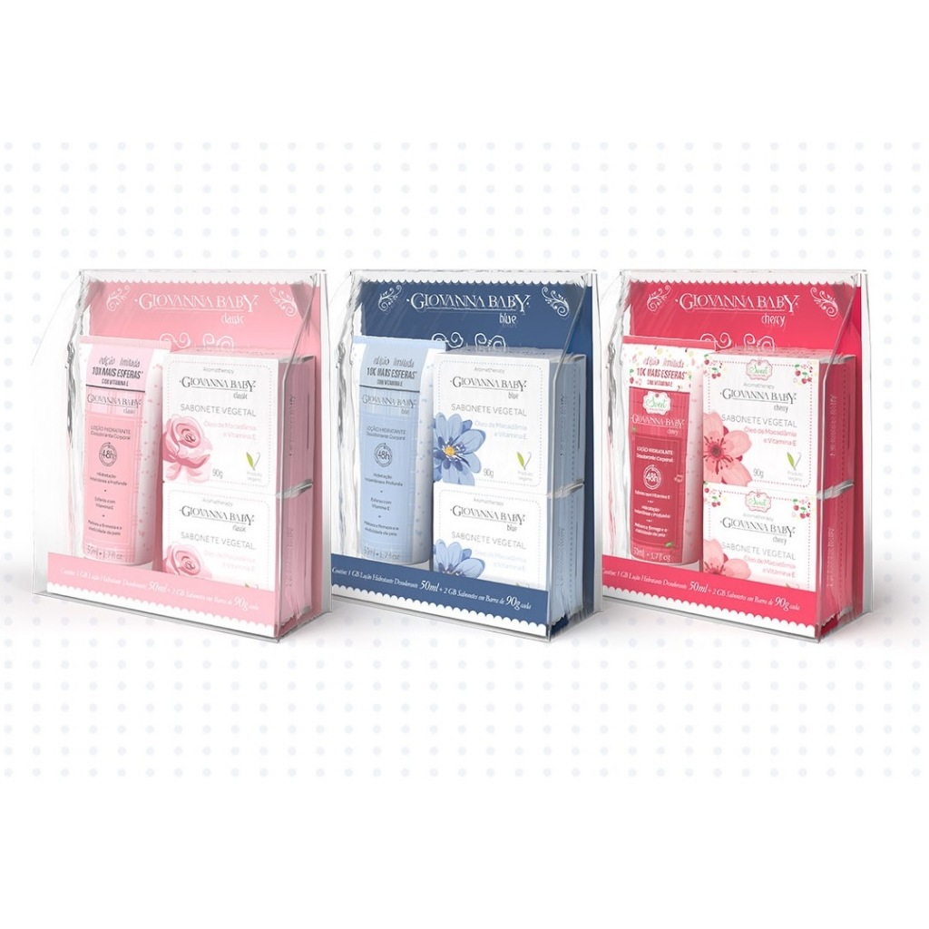 kit Giovanna baby 1 loção hidratante 50ml + 2 sabonetes barra 90g cada