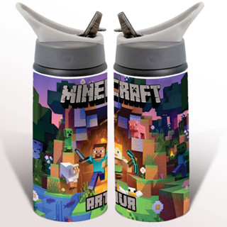 Garrafa Squezze Desenho Gamer Minecraft Personalizada com Nome