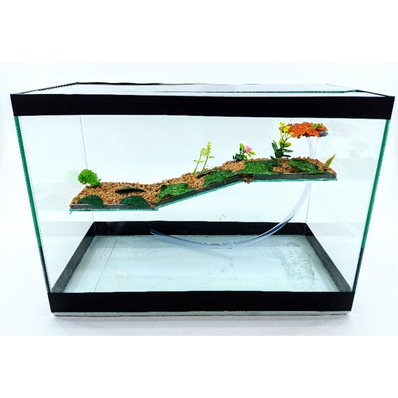 Terrário n7 grande aquário retangular 43 litros  para tartarugas jabuti peixes rampa decorado