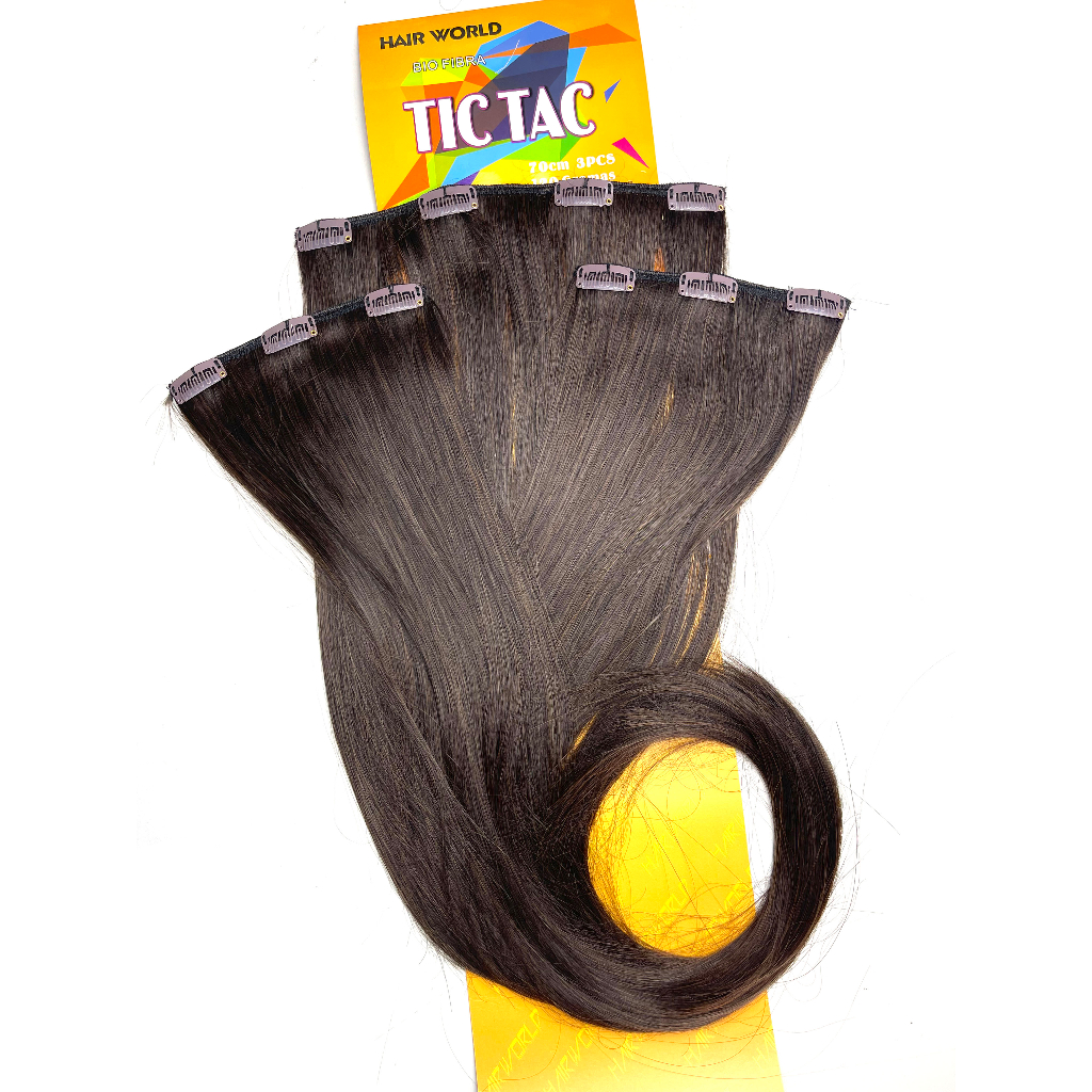 Cabelo Tic Tac Orgânico Bio Fibra Liso 70 Cm 120g 3 telas/pacote Hair world