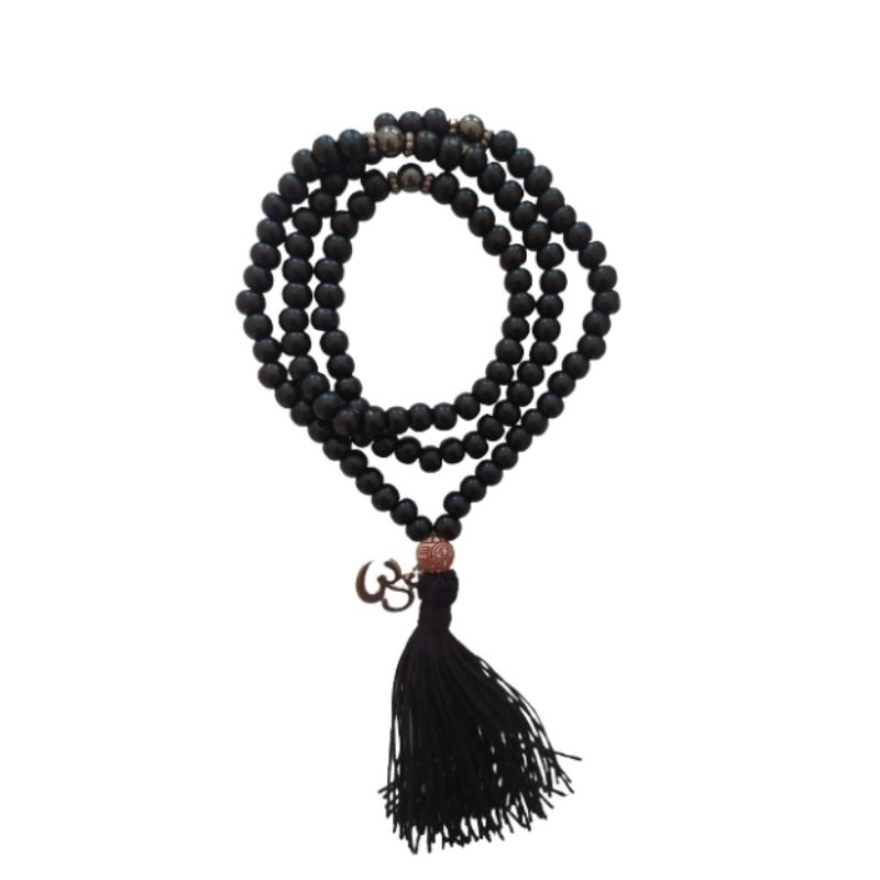 Colar Japamala Budista 108 Contas de Madeira Marcadores Hematita em Oferta na Shopee