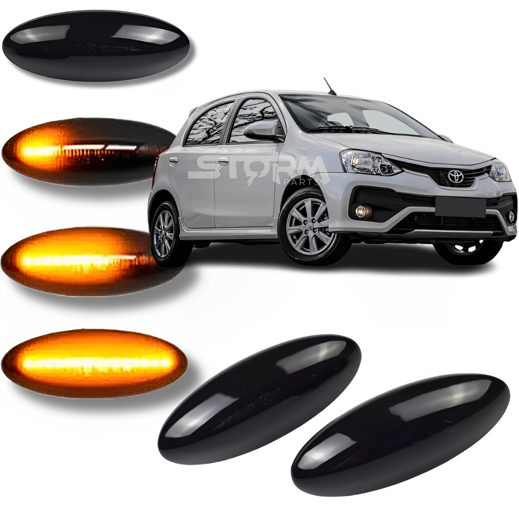 Par de Pisca Seta Sequencial Toyota Etios Hatch 2012 a 2022 sinal repetidor para-lama dianteiro lãmpada led luz Dinâmico