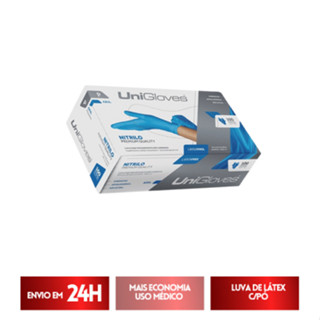 Luva Nitrílica Azul Sem Pó - Unigloves