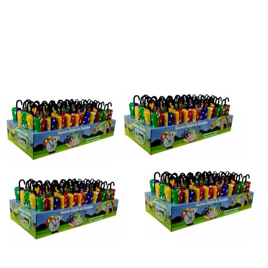 KIT 4 caixas - displays guarda chuva de chocolate - 50 unidades cada PROMOÇÃO!!!!!!