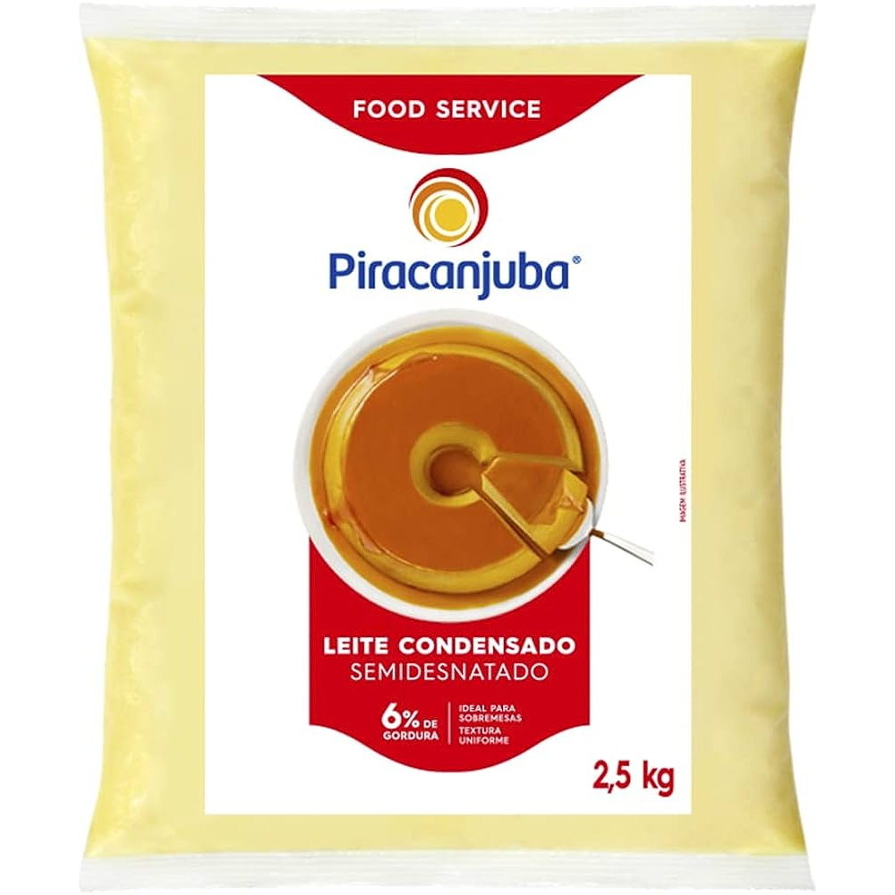 Leite Condensado Semidesnatado Piracanjuba Bag 2,5 kg sobremesas food service