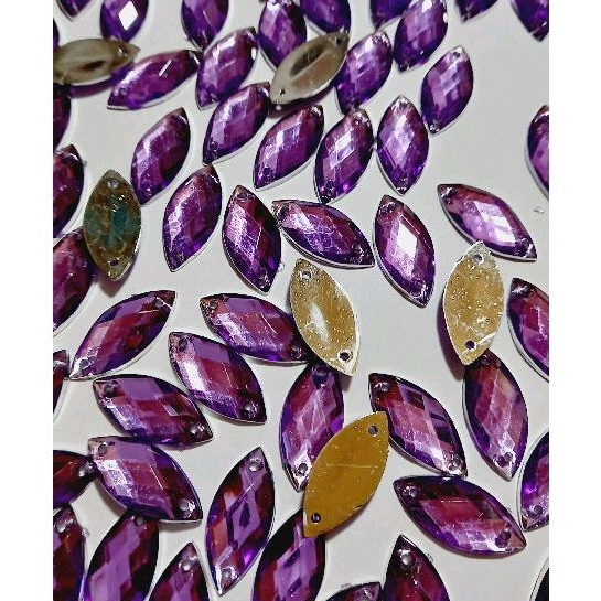 Chaton Navete Roxo/lilás Brilhante 18x9mm Pacote  50 Gramas