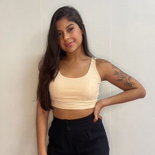 Cropped Feminino Regata Verão Tecido Canelado